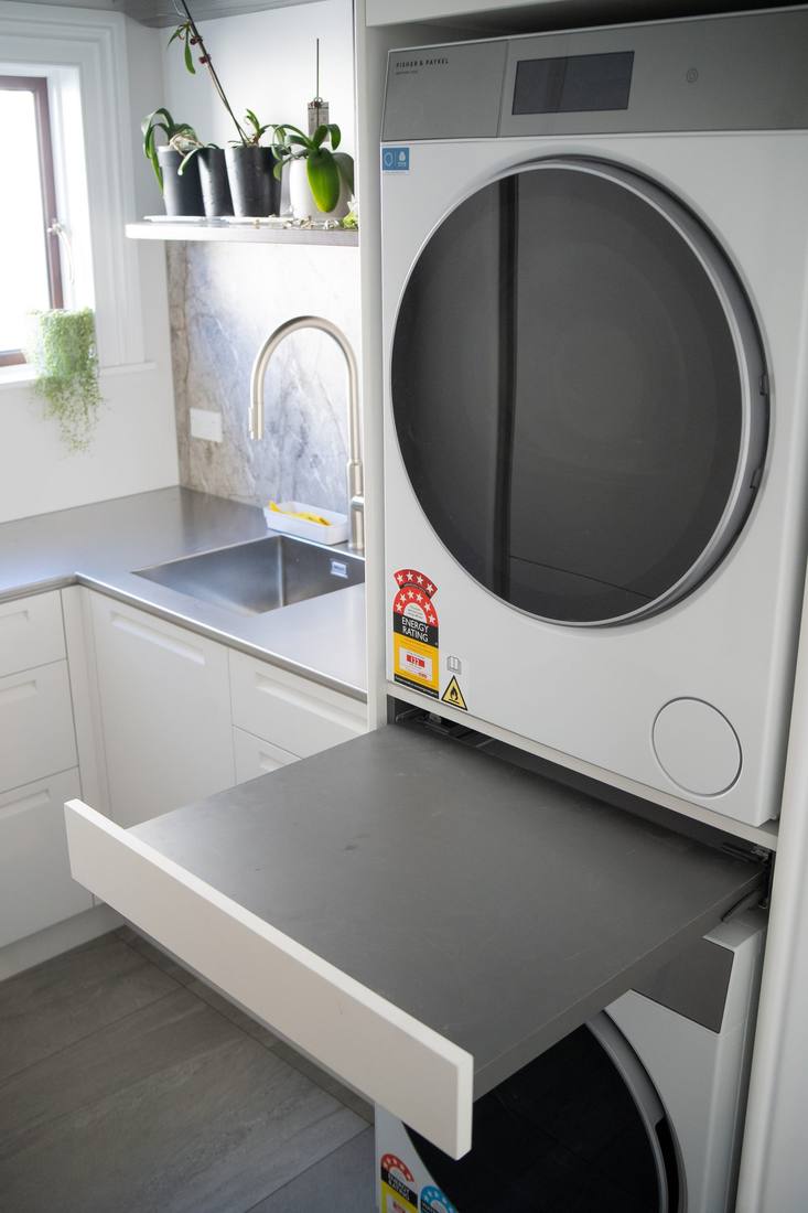 Laundry with stacked appliances